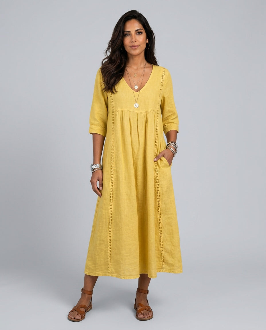 Martha | Patchwork Lace Trim Casual Maxi Dress
