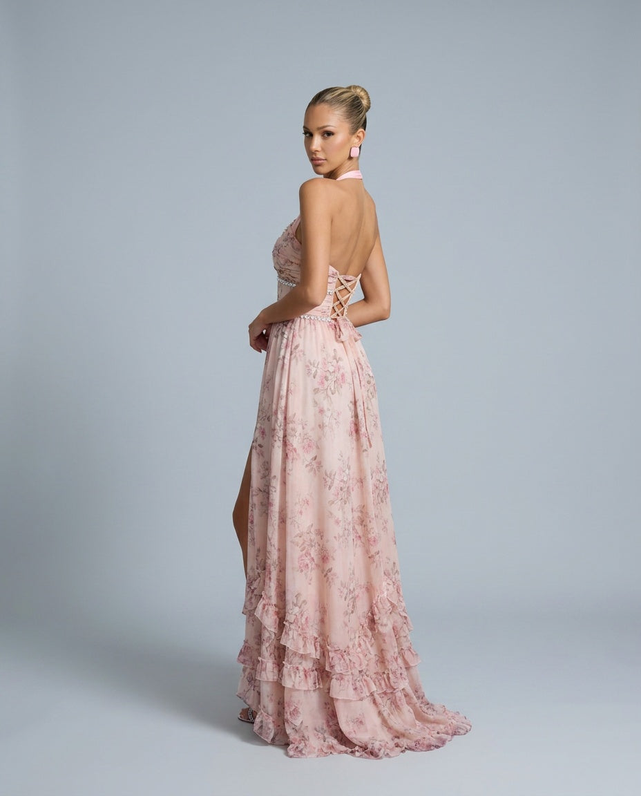 Fiorenza | Plunge Neck Floral Maxi Dress
