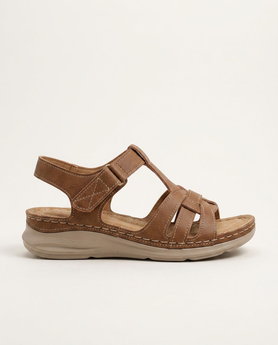 Soraya | Cut-Out Multi-Strap Buckle Low Wedge Sandals