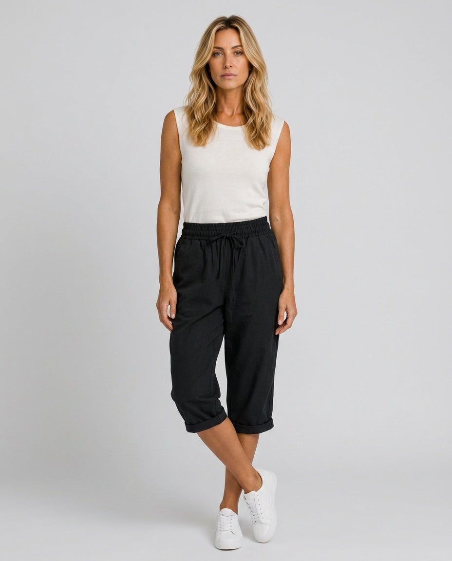 Halle | Wide Leg Culotte Trousers with Elastic Waist