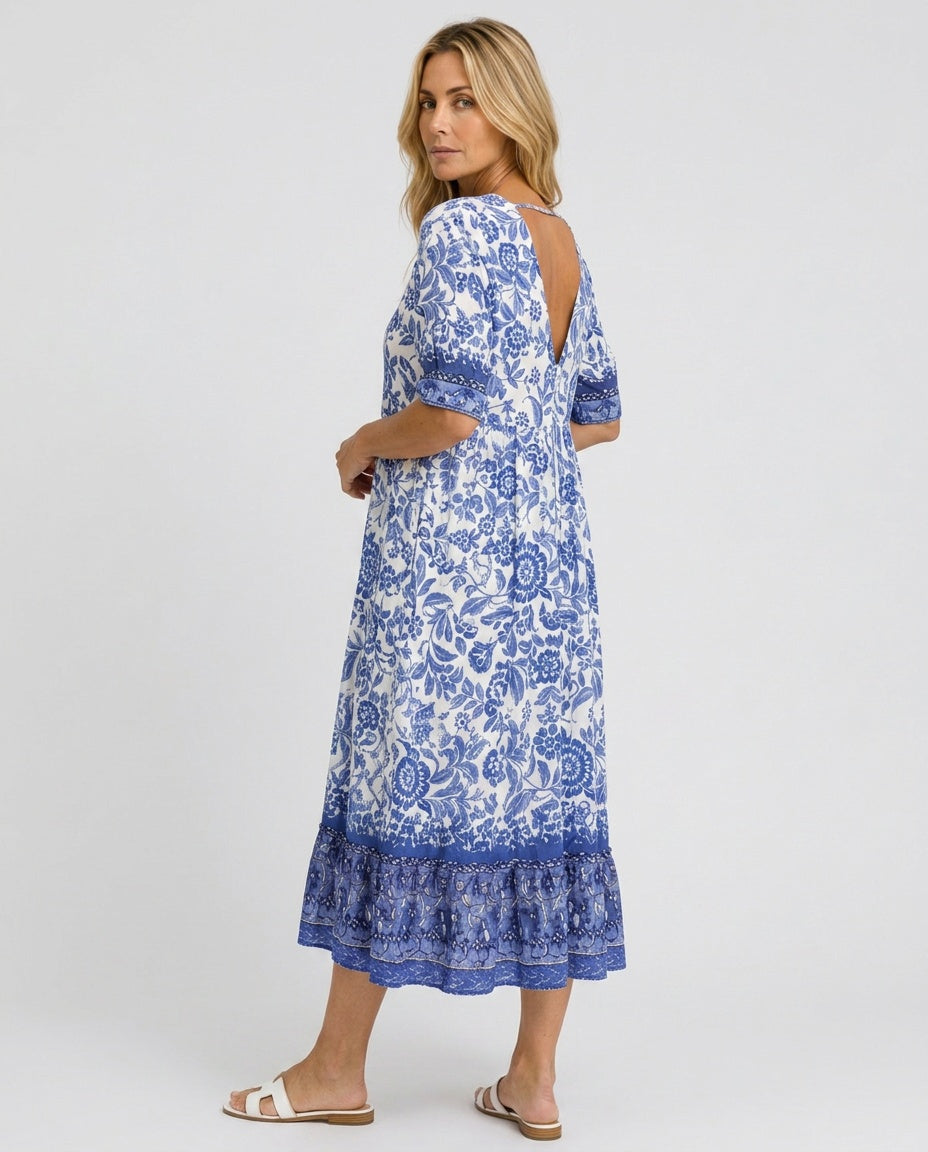 Kinsley | V-Neck Floral Print Midi Dress