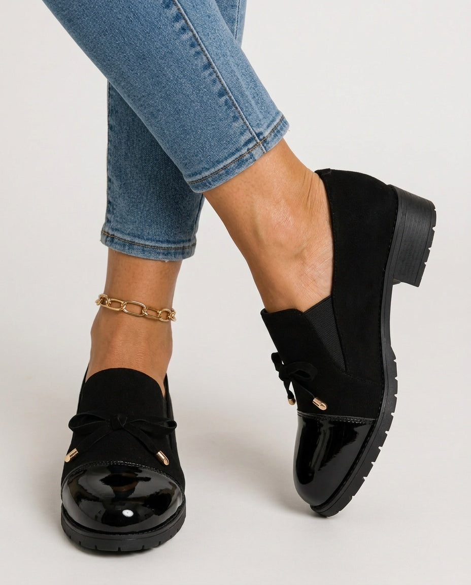 Della | Patent-Toe Block Heel Loafers