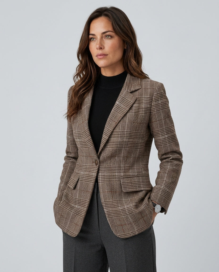 Josephine | Tailored Check Long Sleeve Blazer