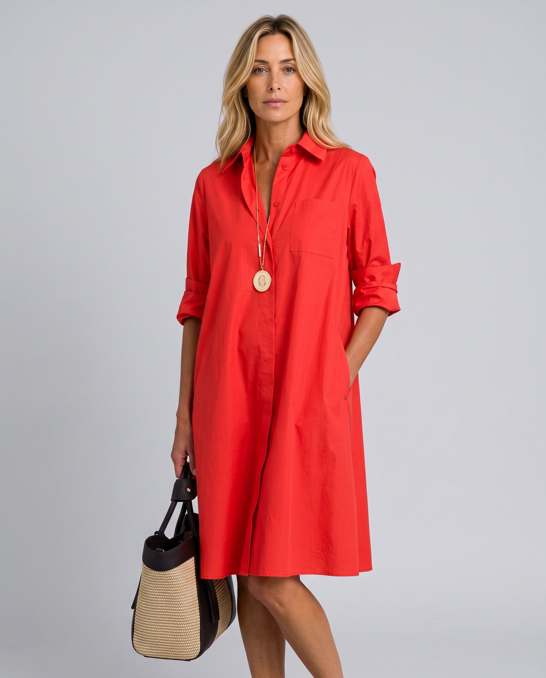 Bianca | Collared Long Sleeve Polo Midi Dress
