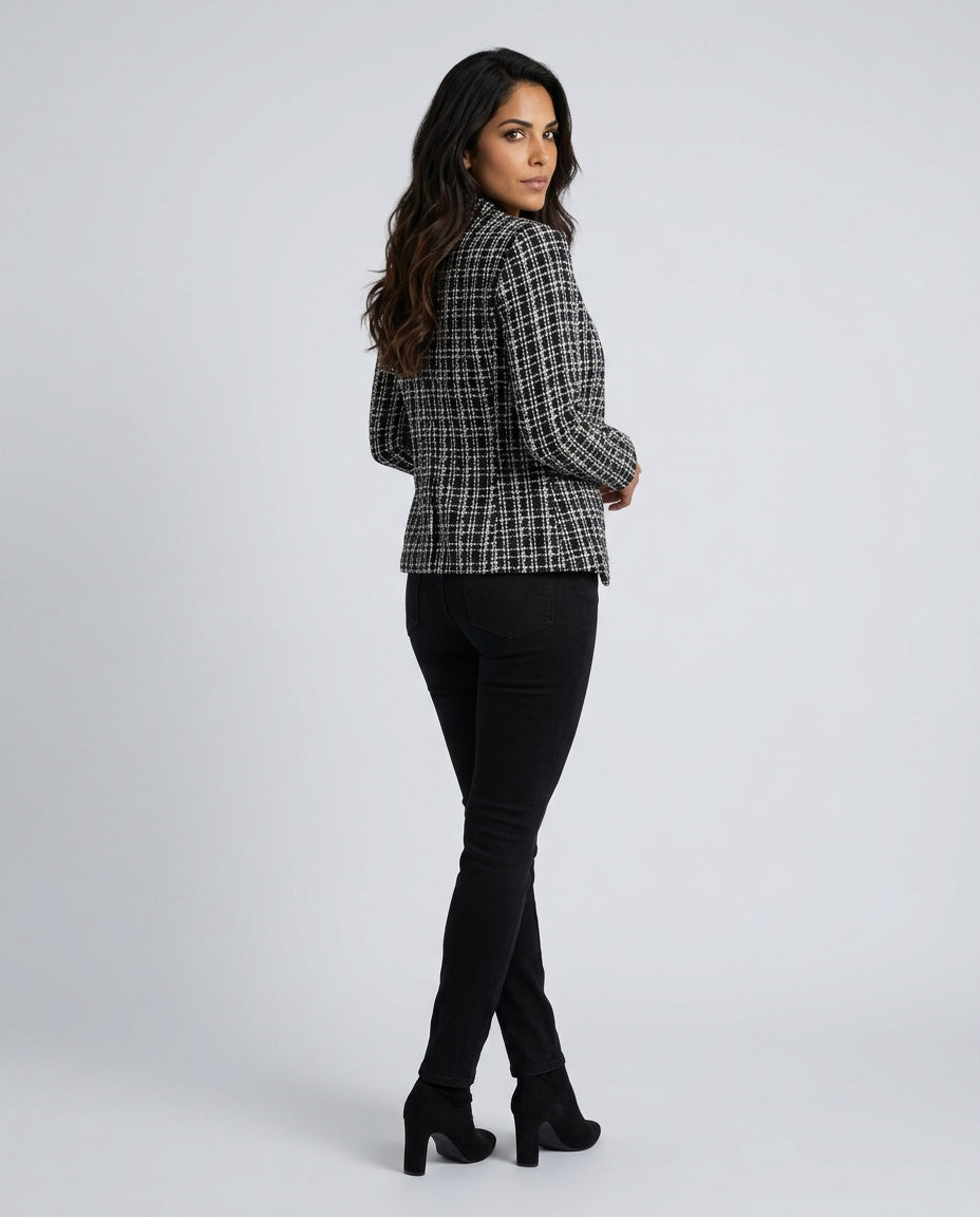 Amara | Open Front Long Sleeve Tweed Blazer
