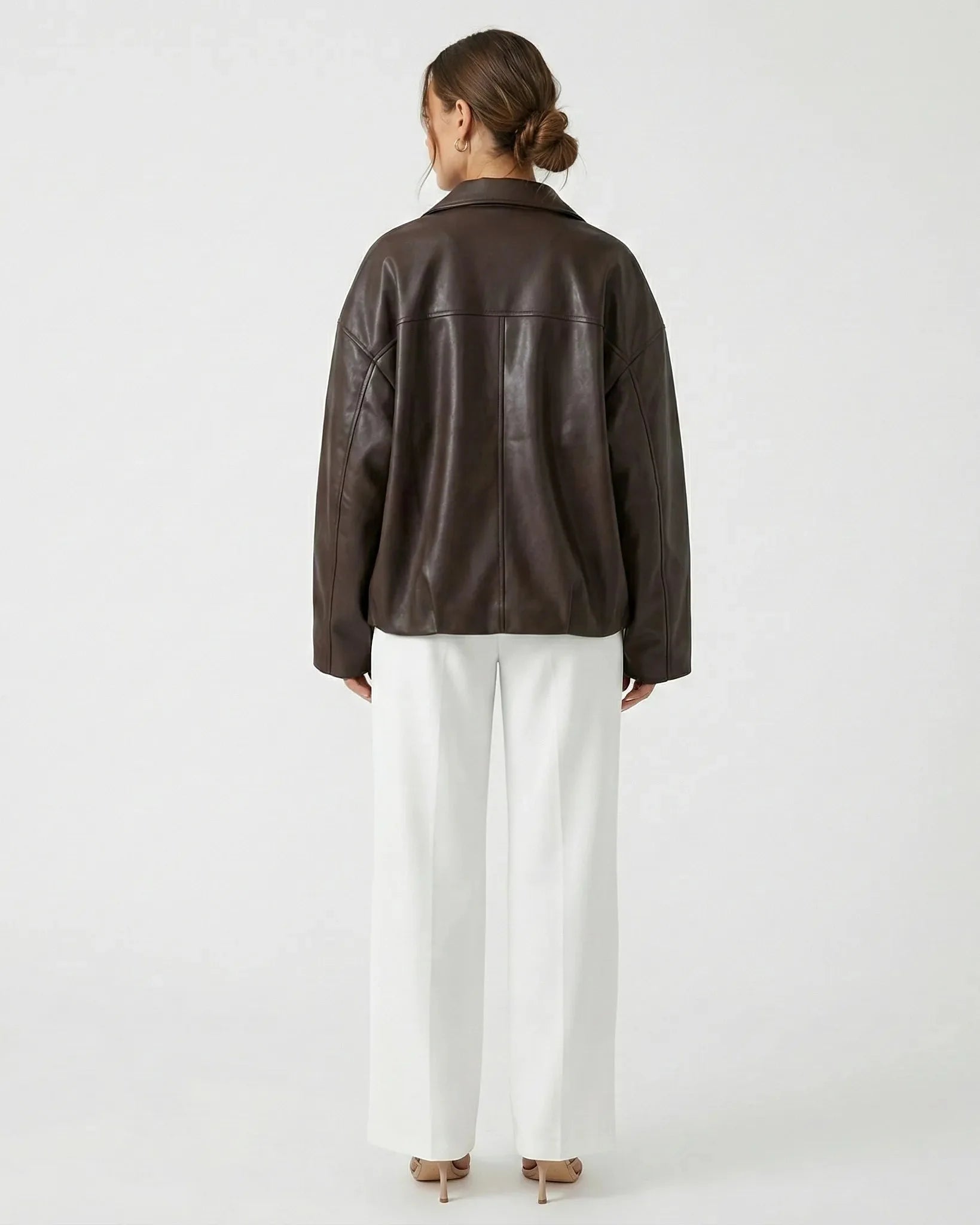Raven | Oversized Patchwork Faux Leather Bomber Jacket