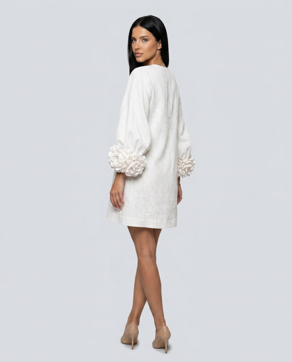 Mariana | Rosette Cuff Long Sleeve Mini Dress