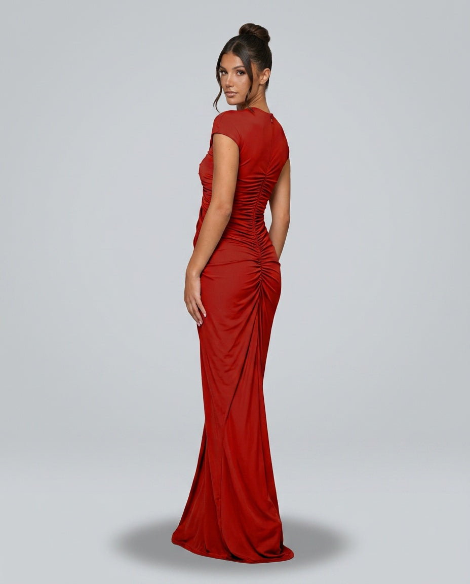 Reva | Cutout Ruched Draped Maxi Dress