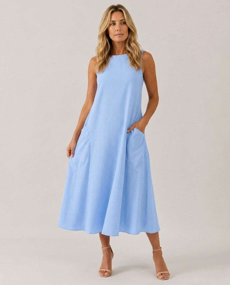Paige | Monochrome Round Neck Midi Dress