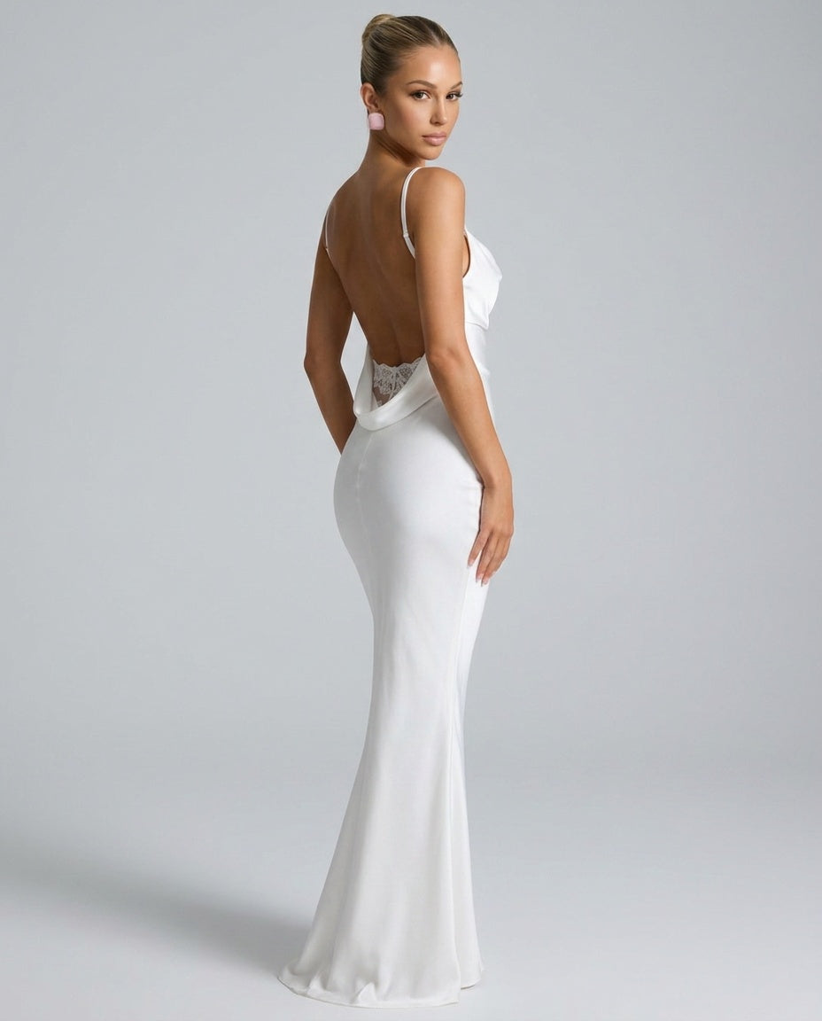 Verity | Cowl Neck Backless Bodycon Maxi Dress