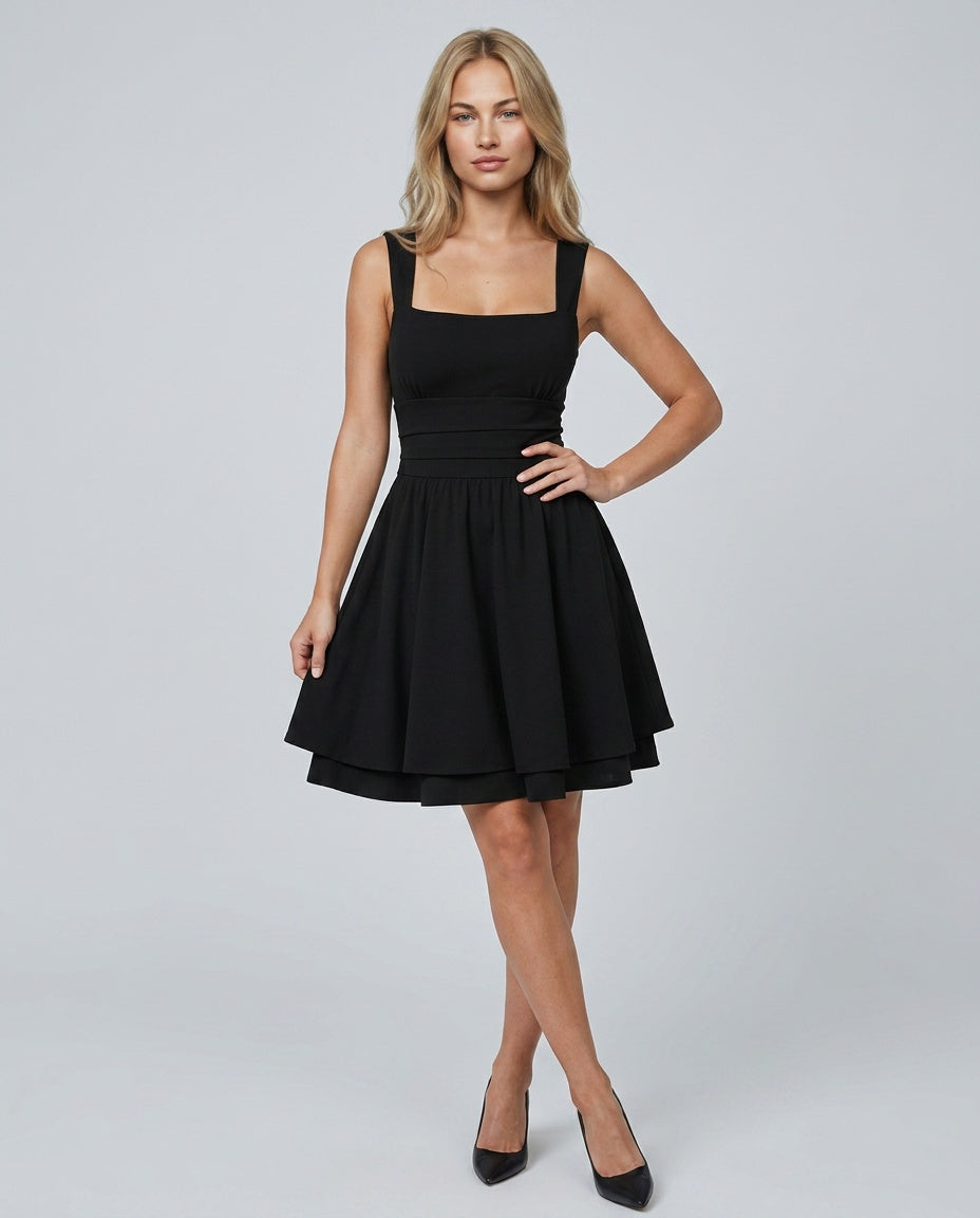 Blair | Sleeveless Square Neck Flared Mini Dress
