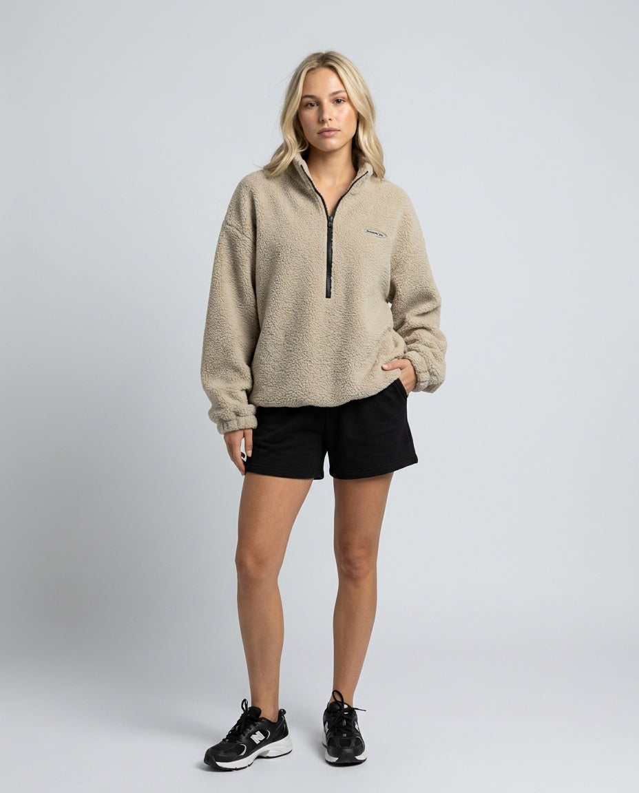 Elena | Oversized Teddy Fleece Half-Zip Jumper