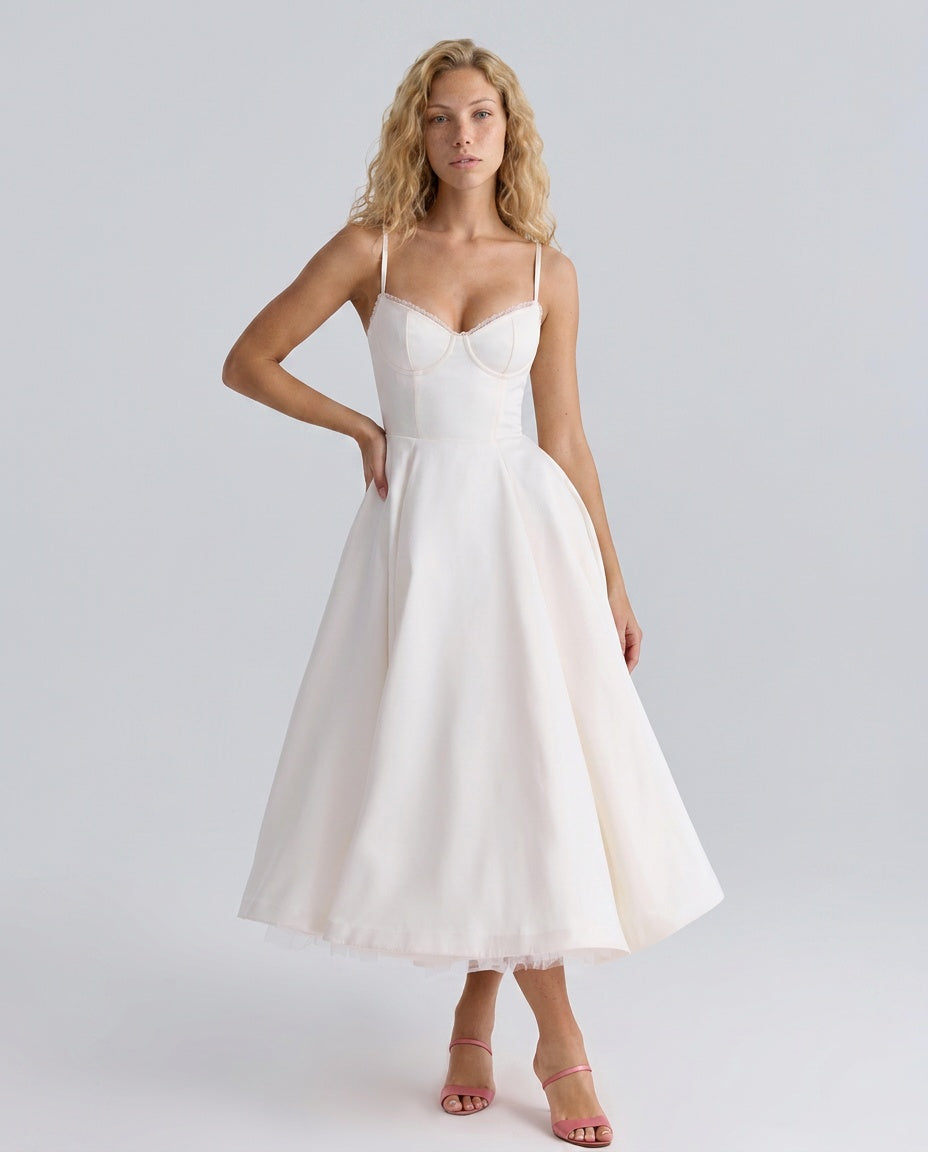 Amara | A-Line Satin-Look Evening Maxi Dress