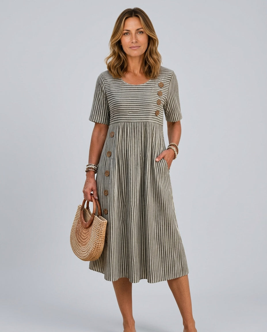 Pia | Classic Striped Midi Dress