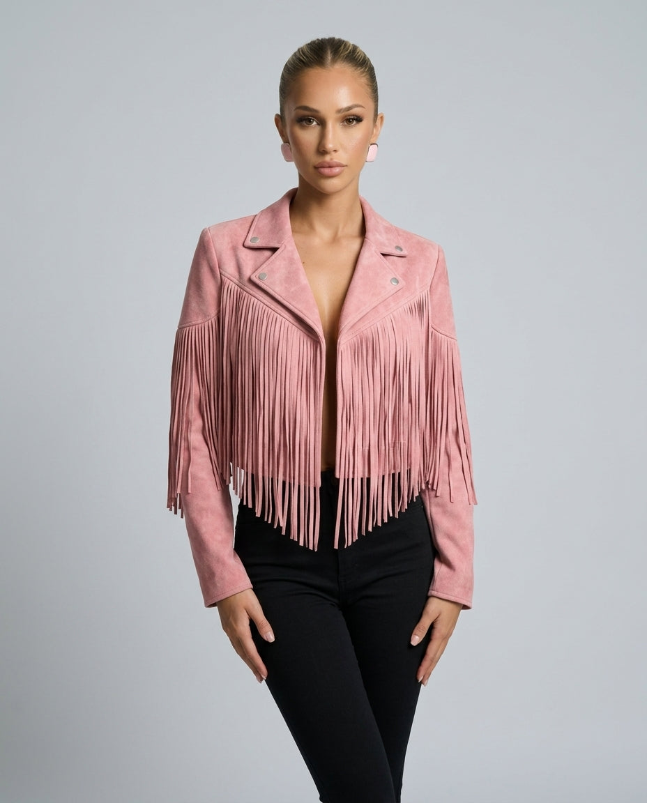 Hadley | Fringe Faux Suede Cropped Jacket