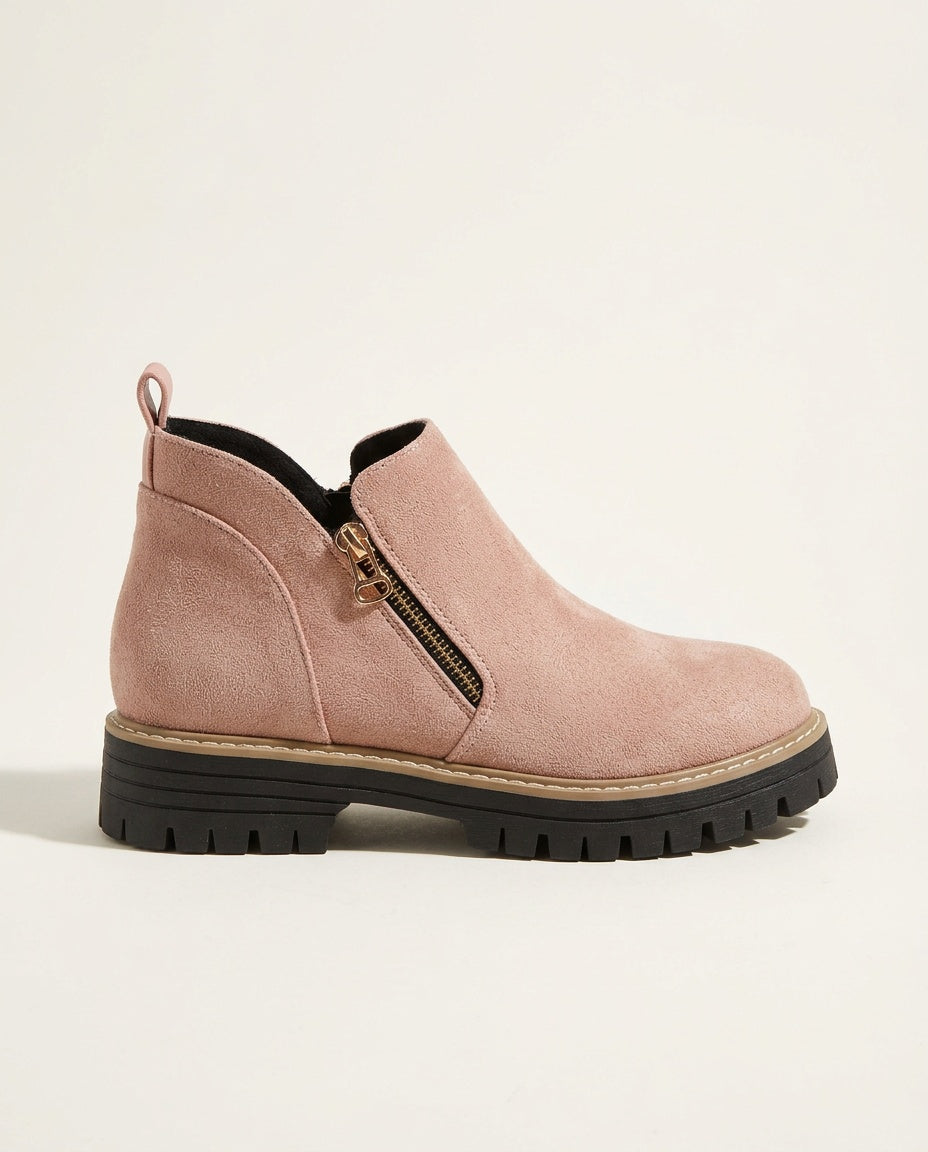 Rosa | Chunky Sole Zip Ankle Boots