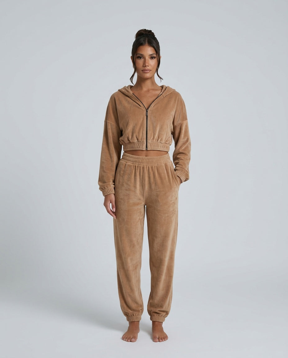 Lena | Zip Crop Top & Relaxed Trouser Two-Piece Set