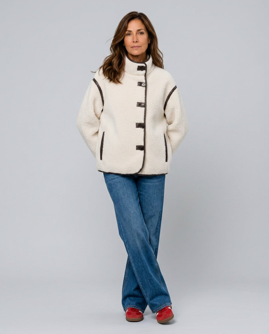 Una | Hooded Loose Fit Faux Fur Short Coat