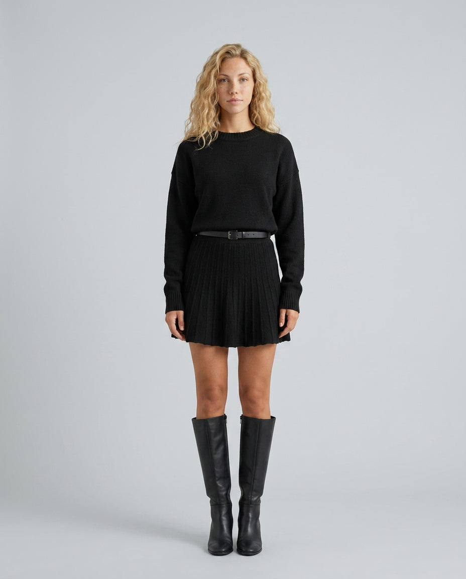 Thea | Round Neck Knit Jumper & Mini Skirt Set