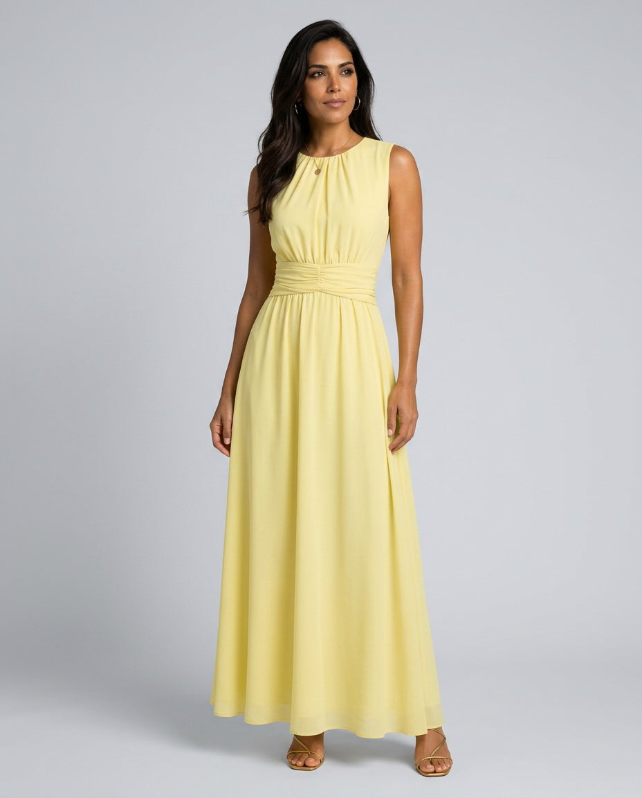 Peyton | Sleeveless A-Line Wedding Guest Maxi Dress