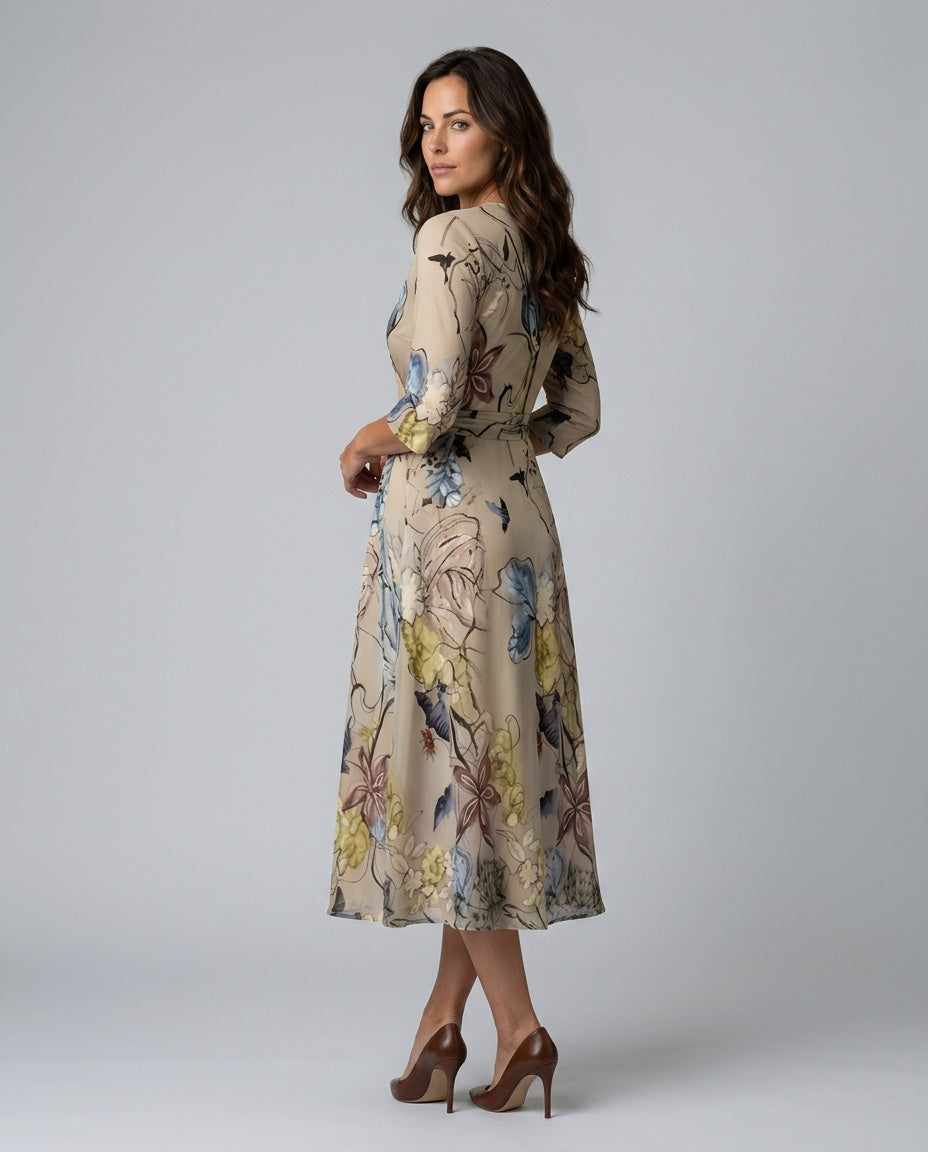 Celine | Cross Wrap Neck Midi Dress