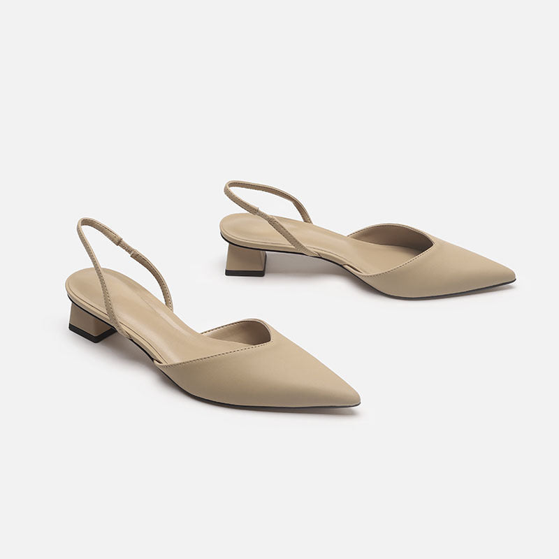 Gemma | Pointed Toe Slingback Block Heel Pumps