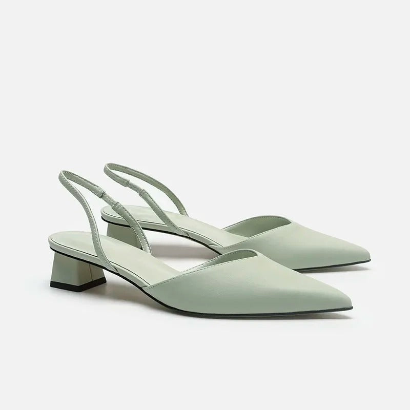 Gemma | Pointed Toe Slingback Block Heel Pumps
