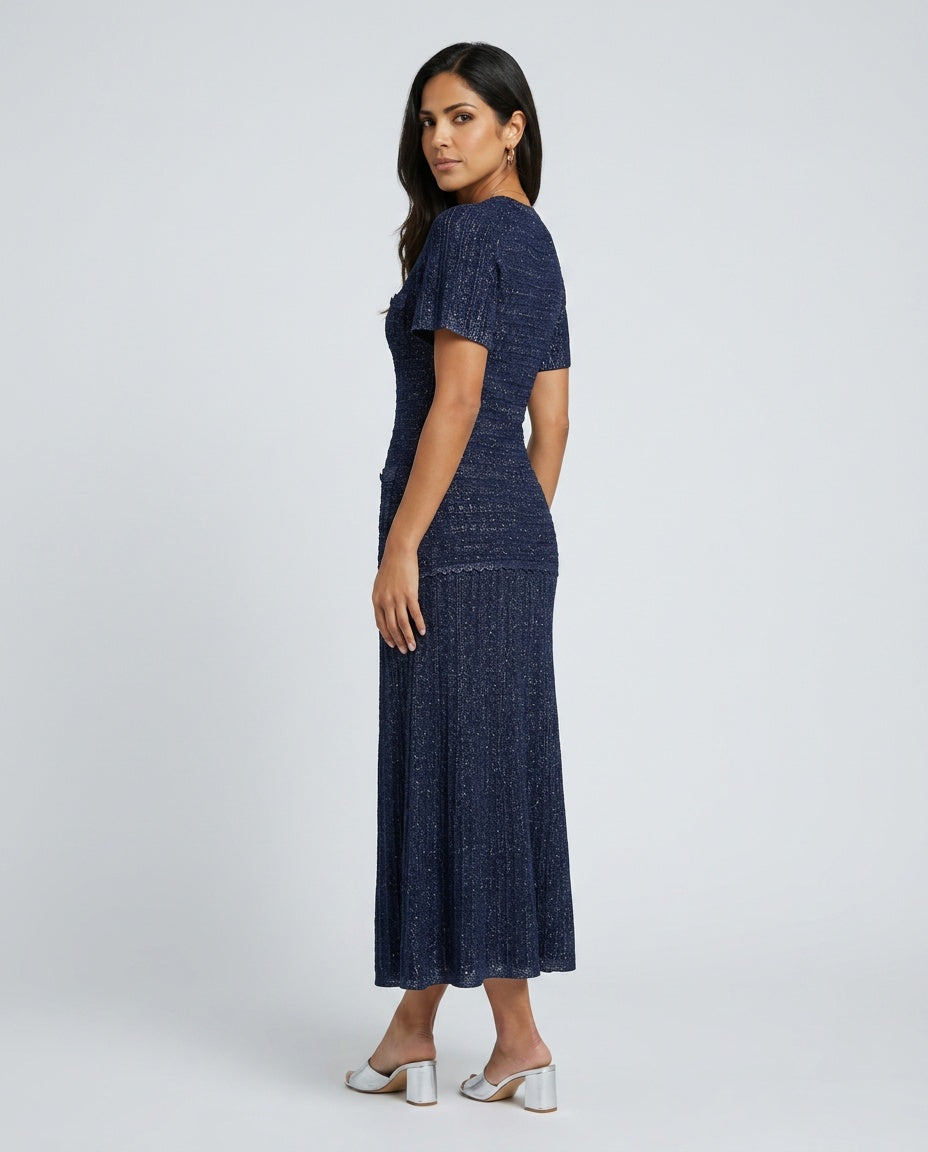 Camille | Rhinestone Knit Maxi Dress
