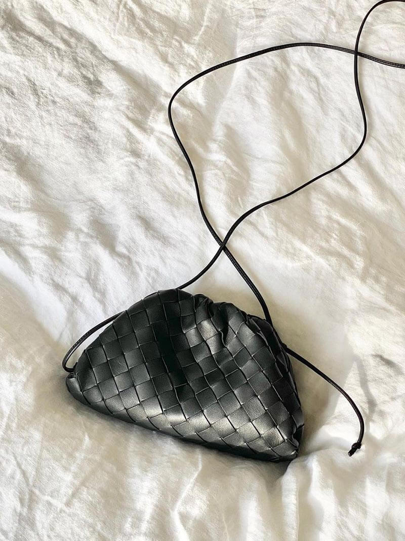 Compact Woven Texture Crossbody Pouch