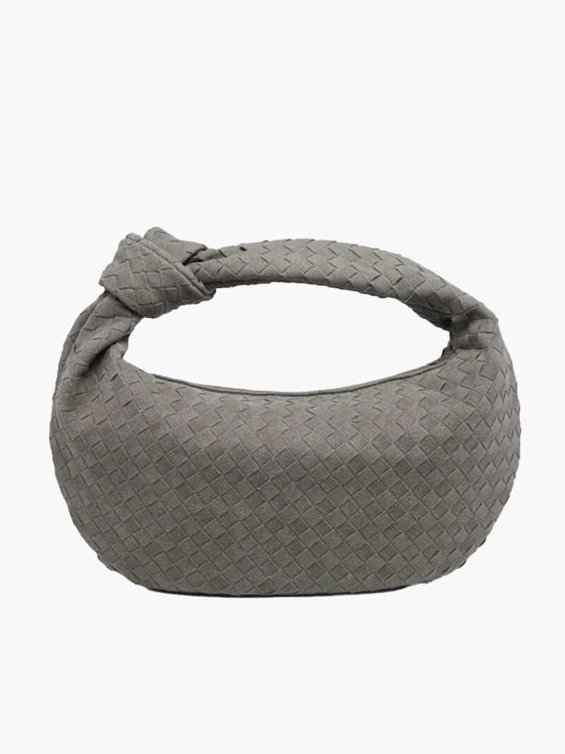 Woven Vegan Suede Knot Detail Bag