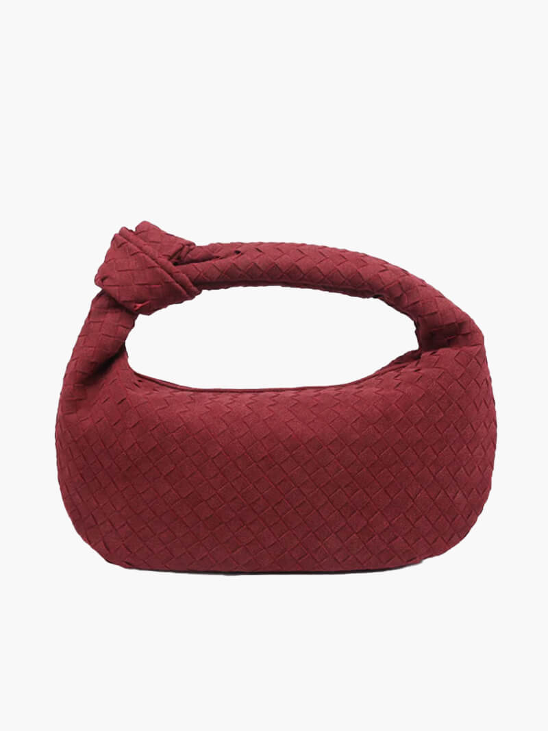Woven Vegan Suede Knot Detail Bag