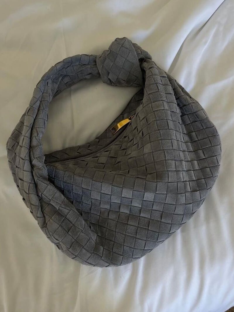 Woven Vegan Suede Knot Detail Bag