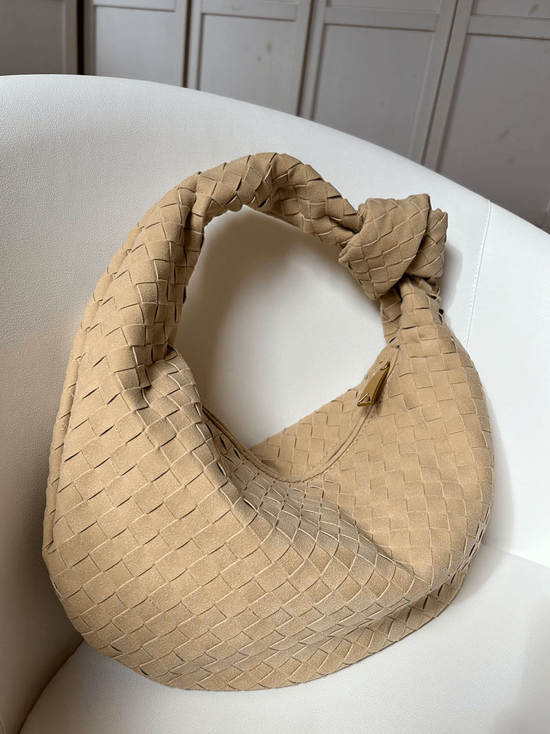 Woven Vegan Suede Knot Detail Bag