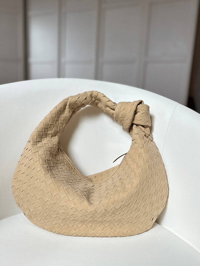 Woven Vegan Suede Knot Detail Bag