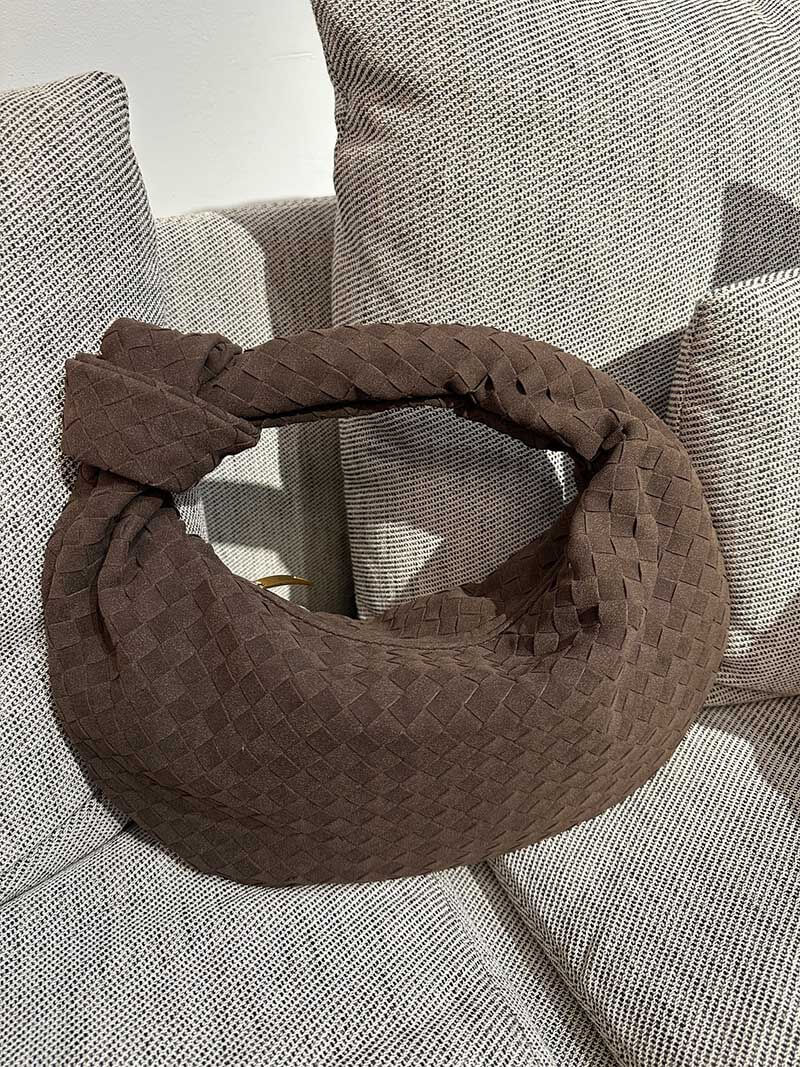 Woven Vegan Suede Knot Detail Bag
