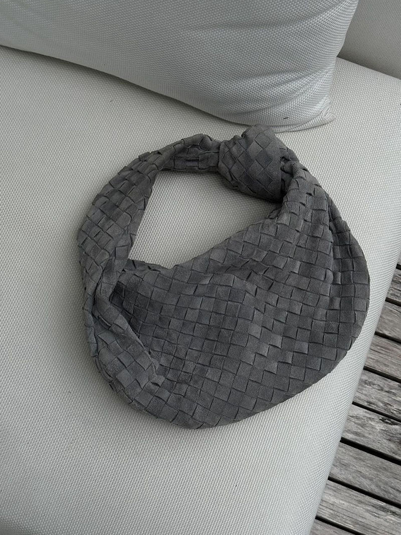 Woven Vegan Suede Knot Detail Bag