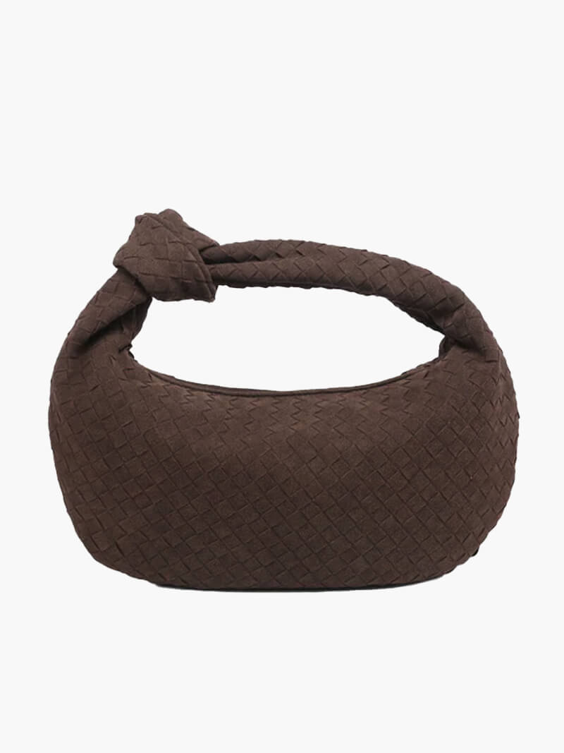 Woven Vegan Suede Knot Detail Bag