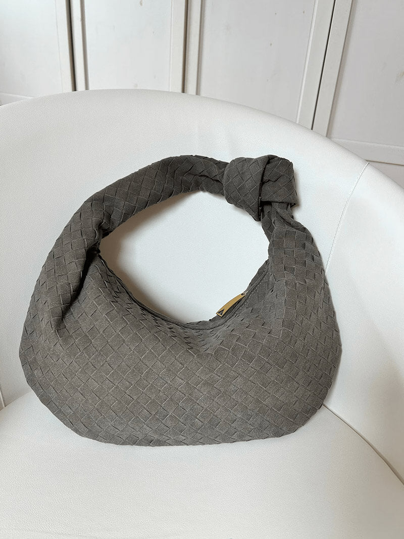 Woven Vegan Suede Knot Detail Bag