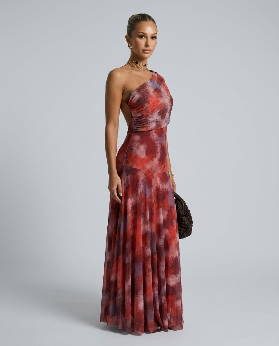 Zara | One-Shoulder Ruched Maxi Dress