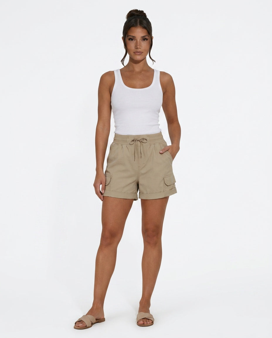 Isolde | Relaxed Cargo Shorts with Drawstring & Flap Pockets