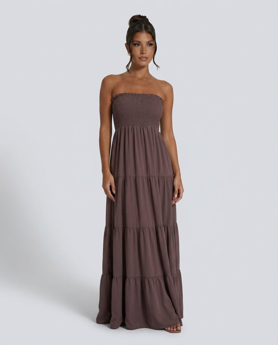 Harlow | Strapless Ruched Maxi Dress