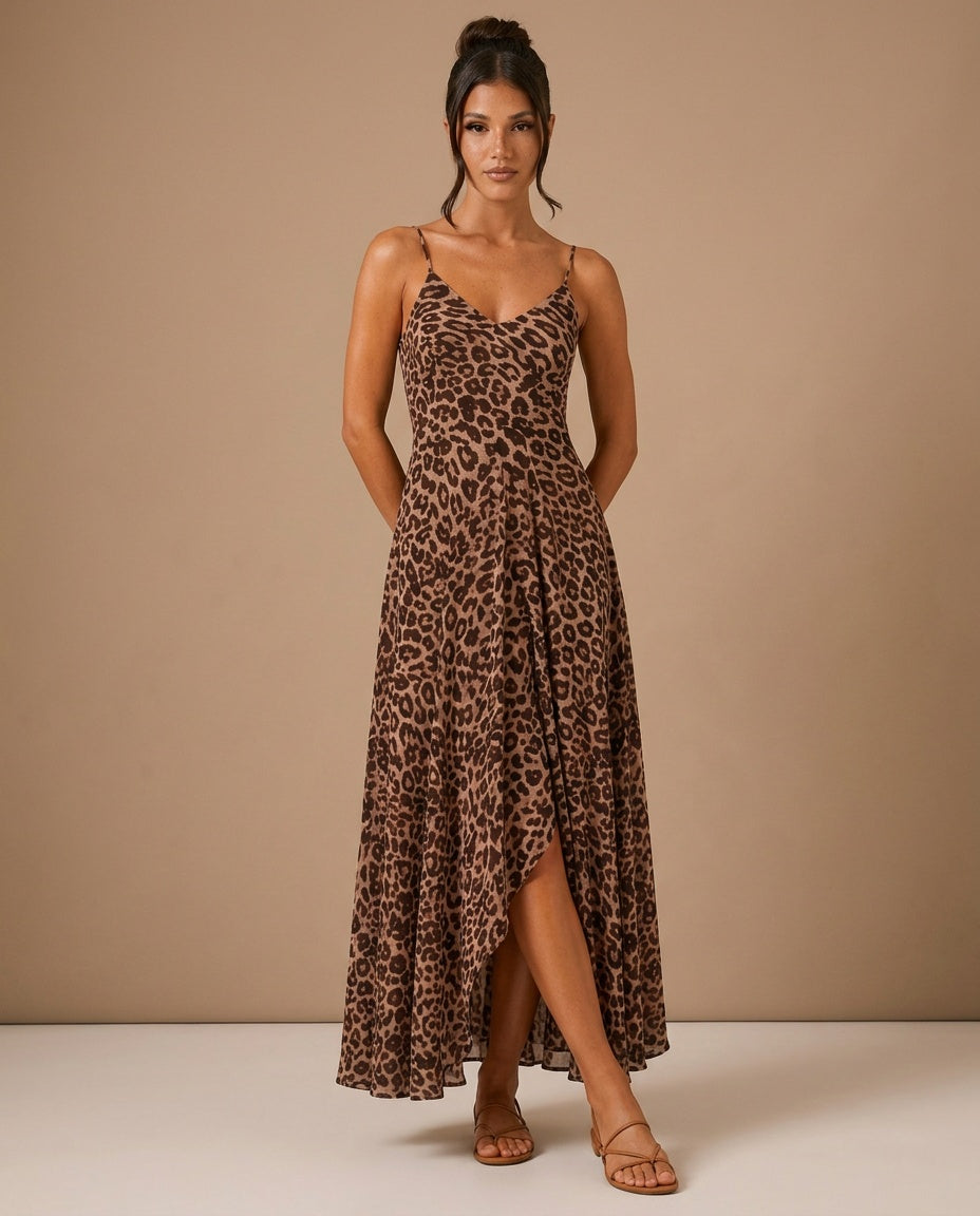 Camila | Leopard Print Strappy Maxi Dress