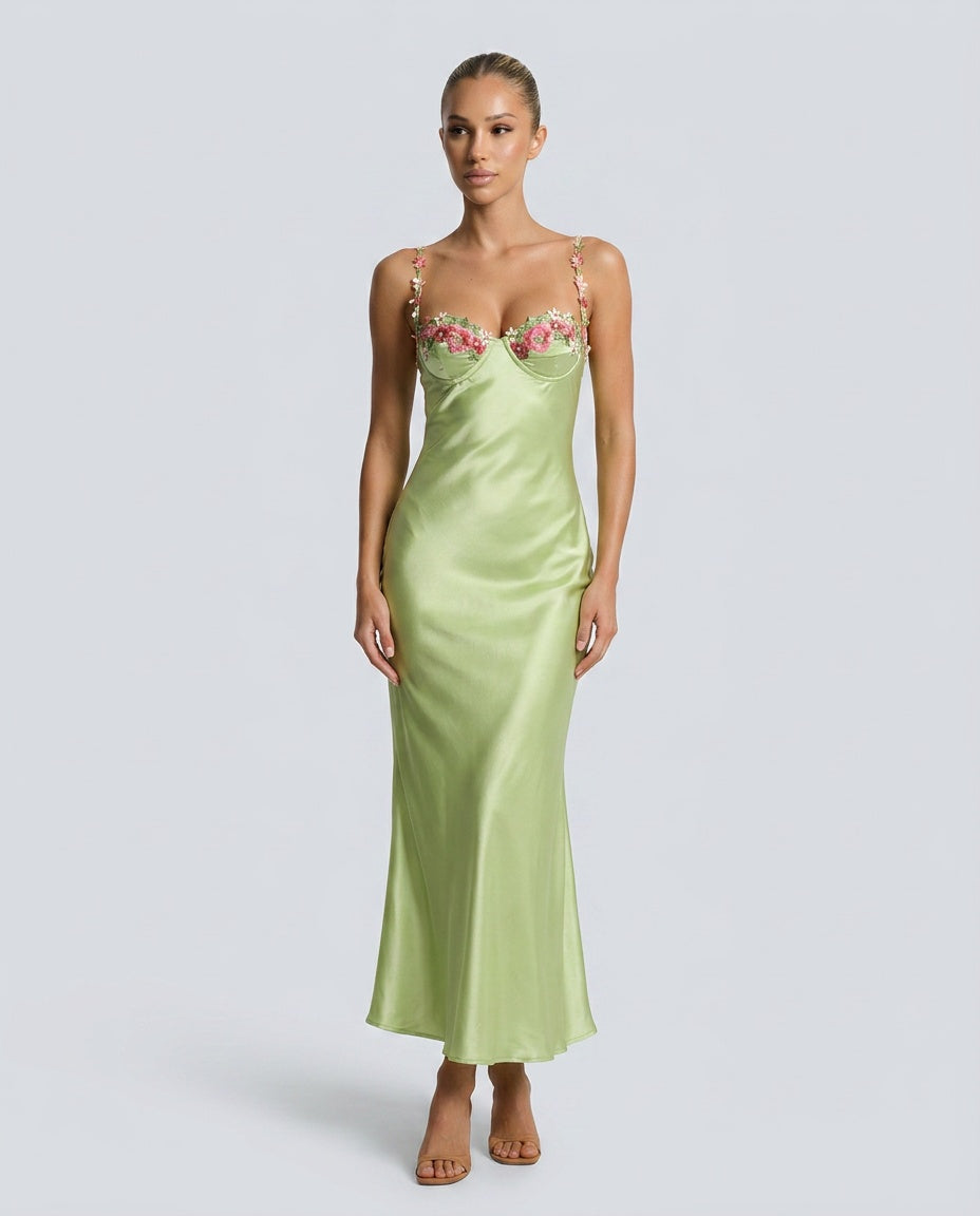 Camila | Spaghetti Strap Floral Bust Maxi Dress
