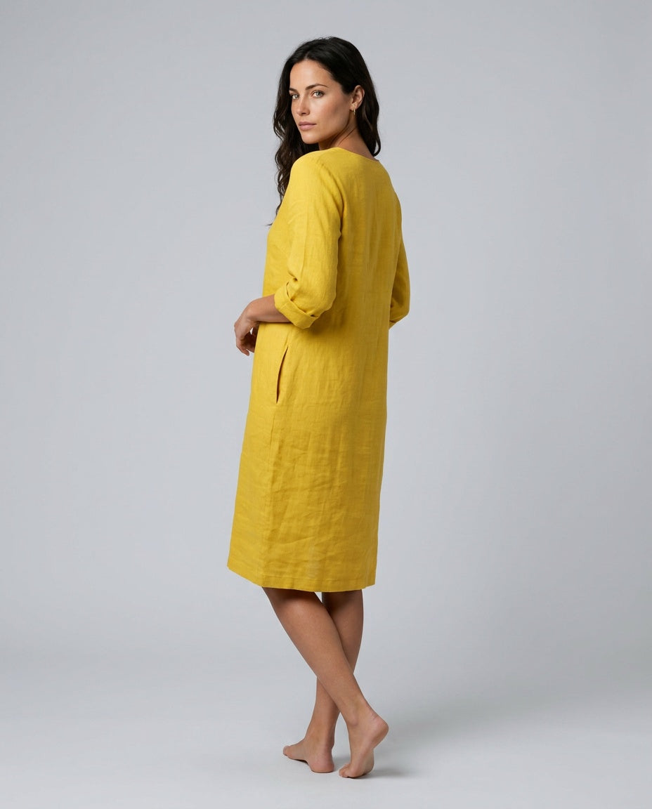Dahlia | V-Neck 3/4 Sleeve Casual Midi Dress