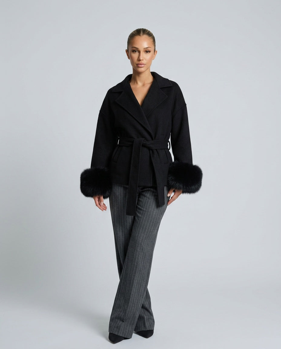 Jimena | Tailored Statement Cuff Faux Fur Coat