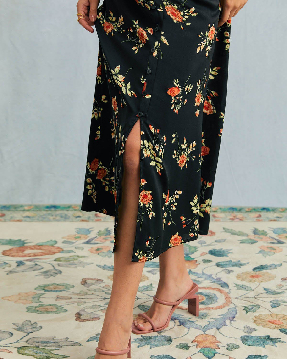 Adeline | V-Neck Floral Short Sleeve Maxi Dress