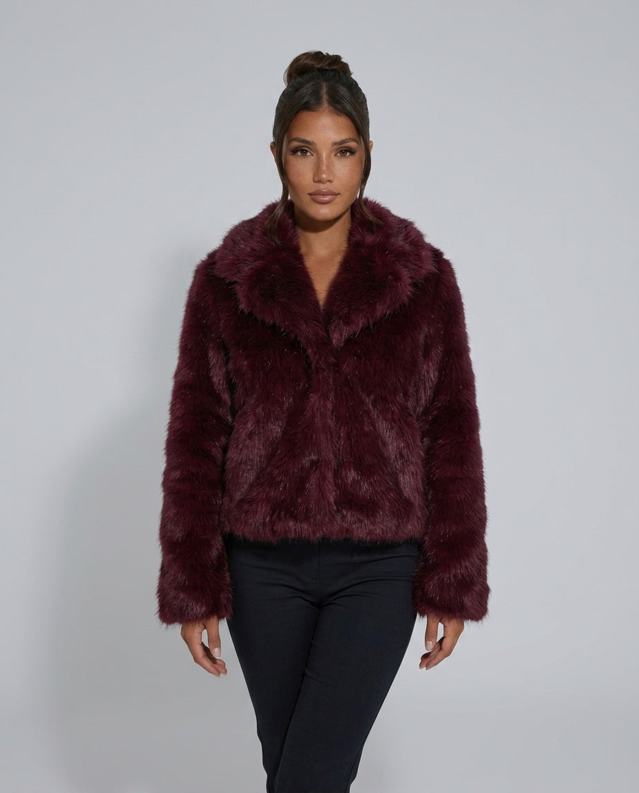 Noelia | Plush Stand Collar Faux Fur Coat