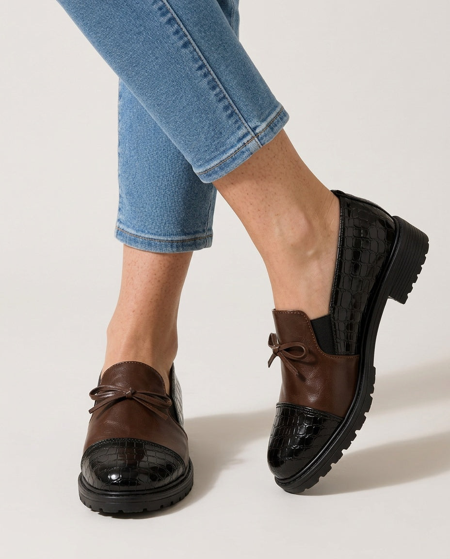 Della | Patent-Toe Block Heel Loafers