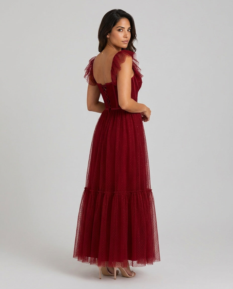 Faye | Corset Bodice Tulle Ruffle Maxi Dress