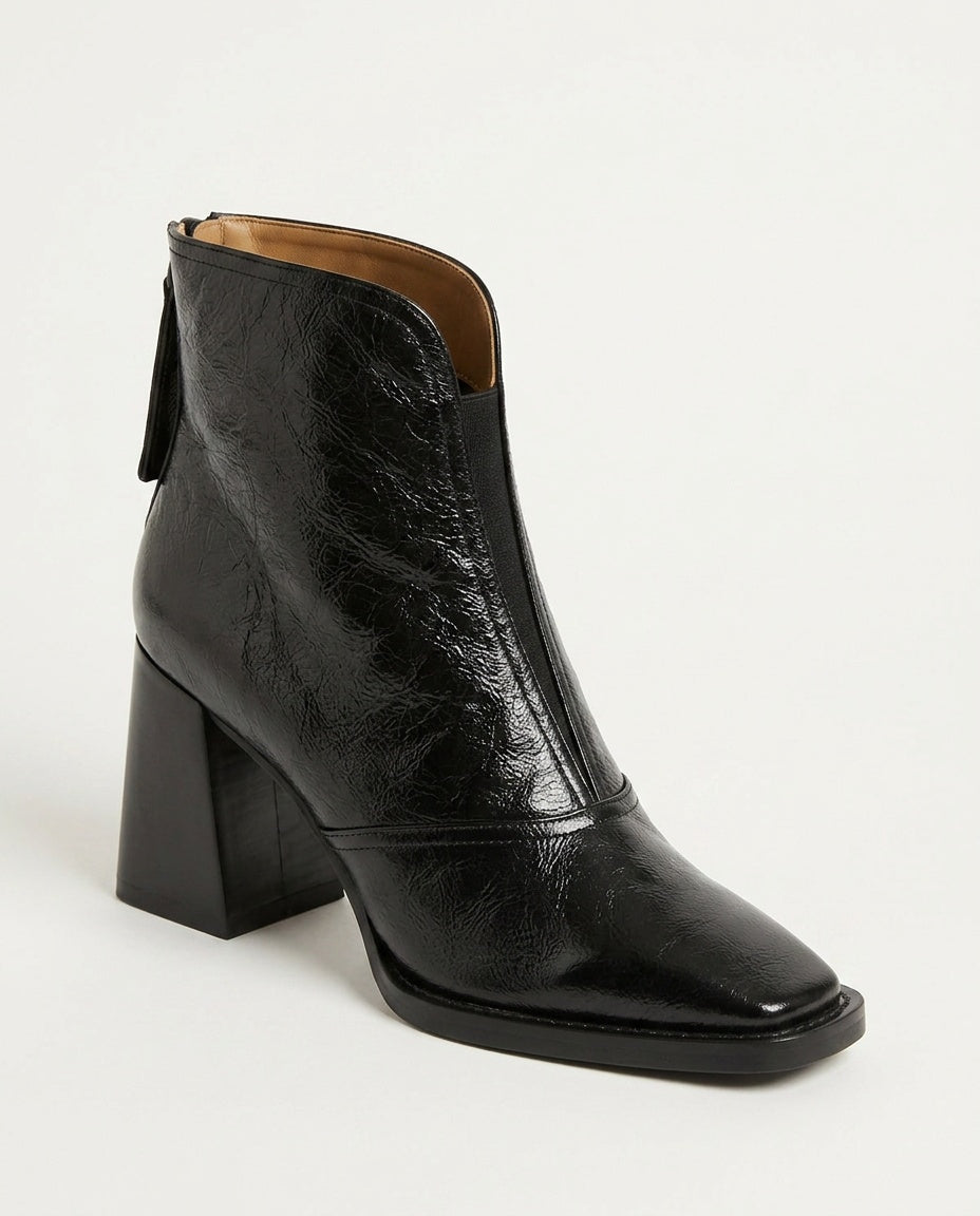 Catalina | Block Heel Leather-Look Ankle Boots